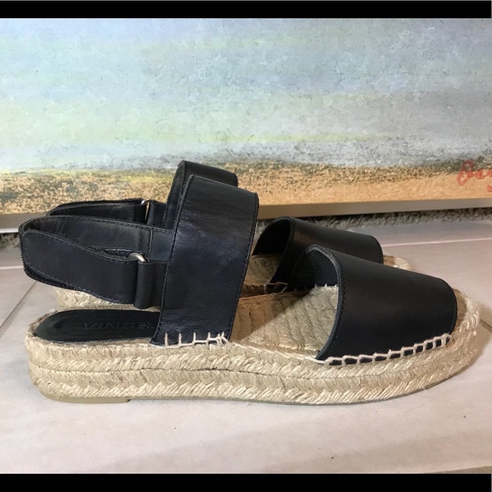 VINCE black leather espadrilles!😎